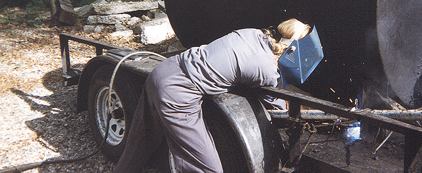 Chuck welding a large tank